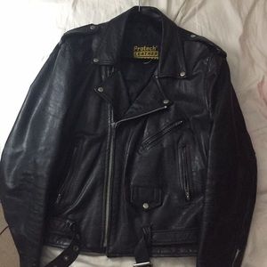 Leather Biker Jacket Size XL